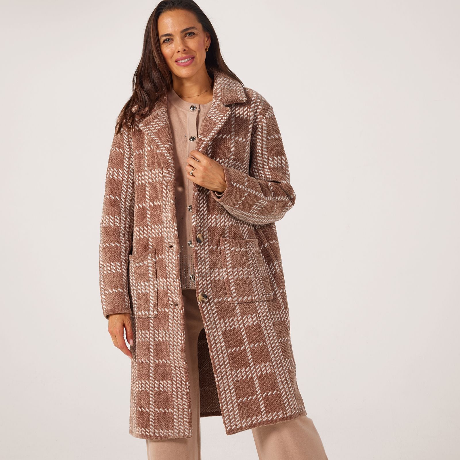 Frank Usher Checkered Chenille Feel Blazer Coat