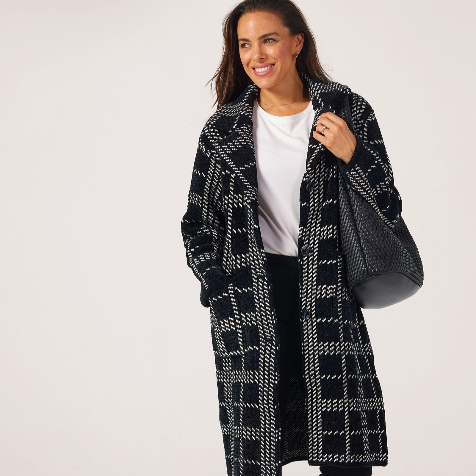 Frank Usher Checkered Chenille Feel Blazer Coat