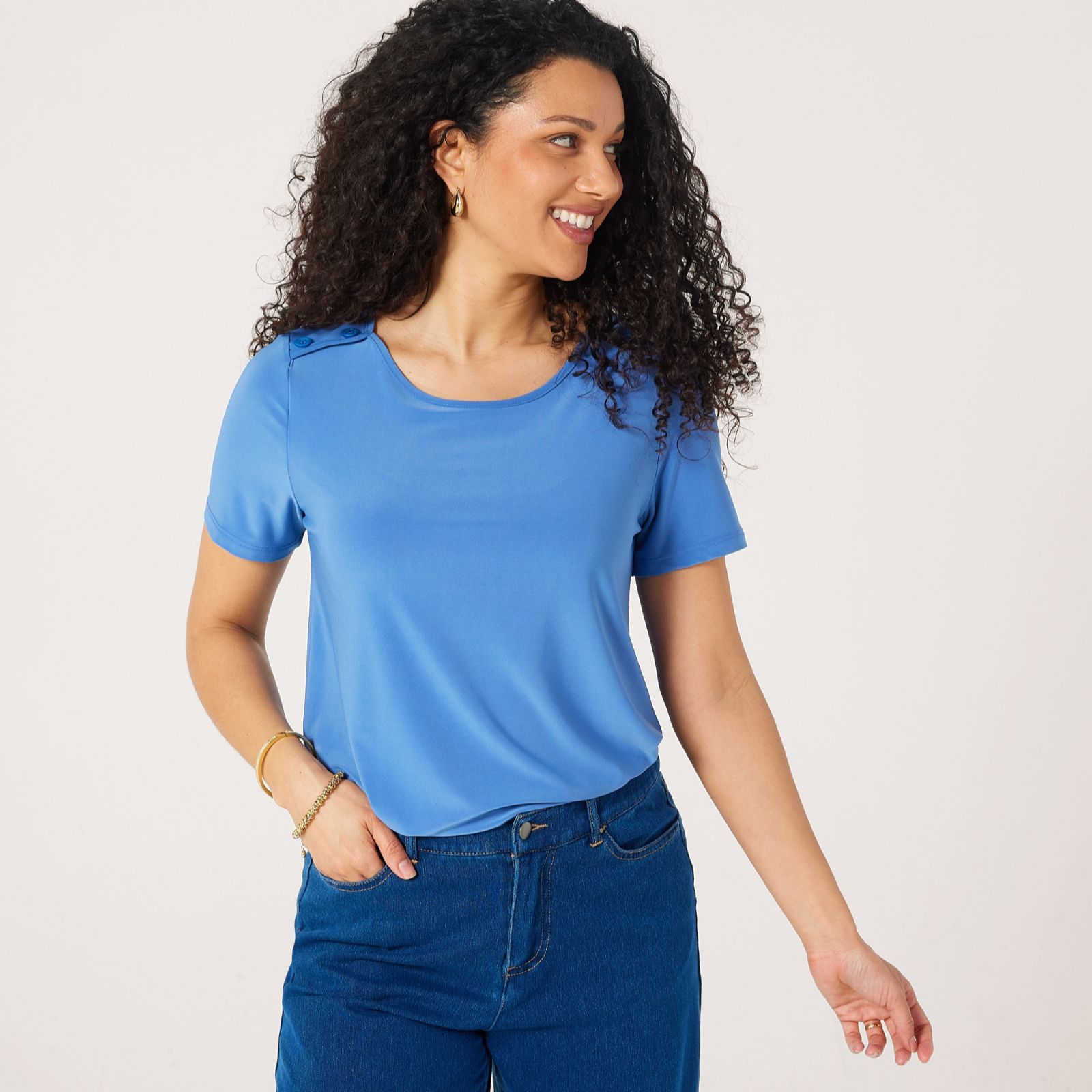 Kim & Co Deluxe Brazil Jersey Top with Button Detail