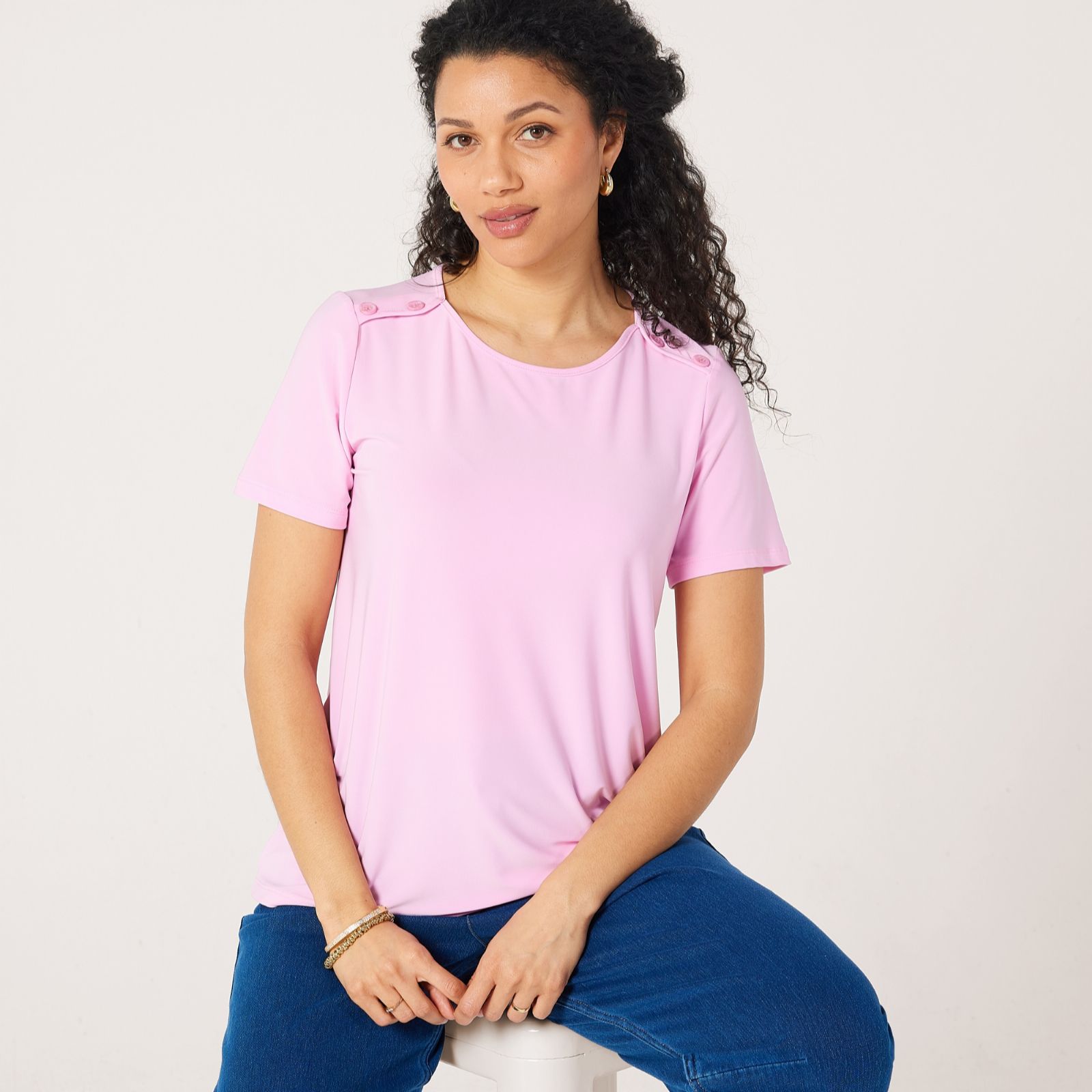 Kim & Co Deluxe Brazil Jersey Top with Button Detail