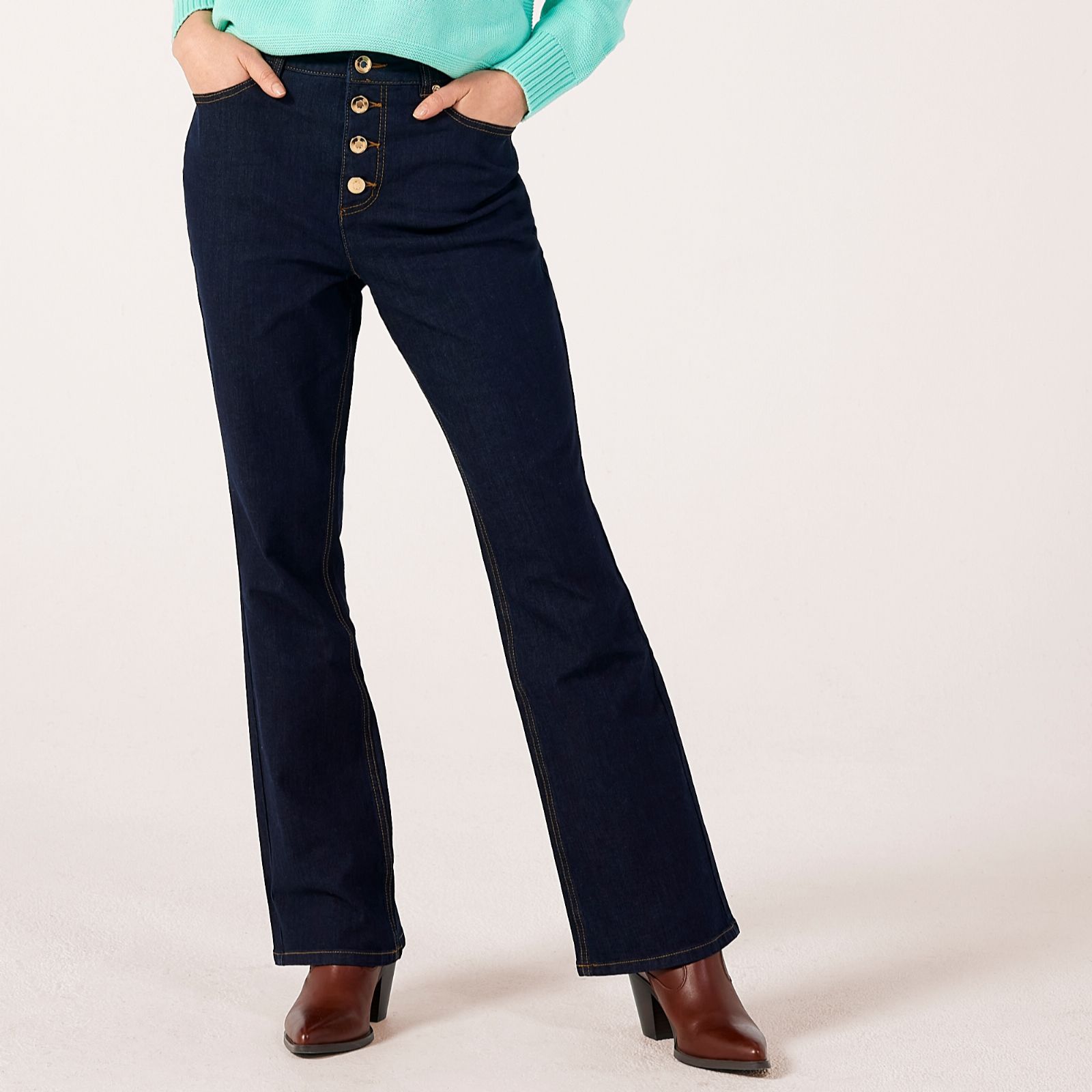 Ruth Langsford Button Front Bootcut Jean Petite