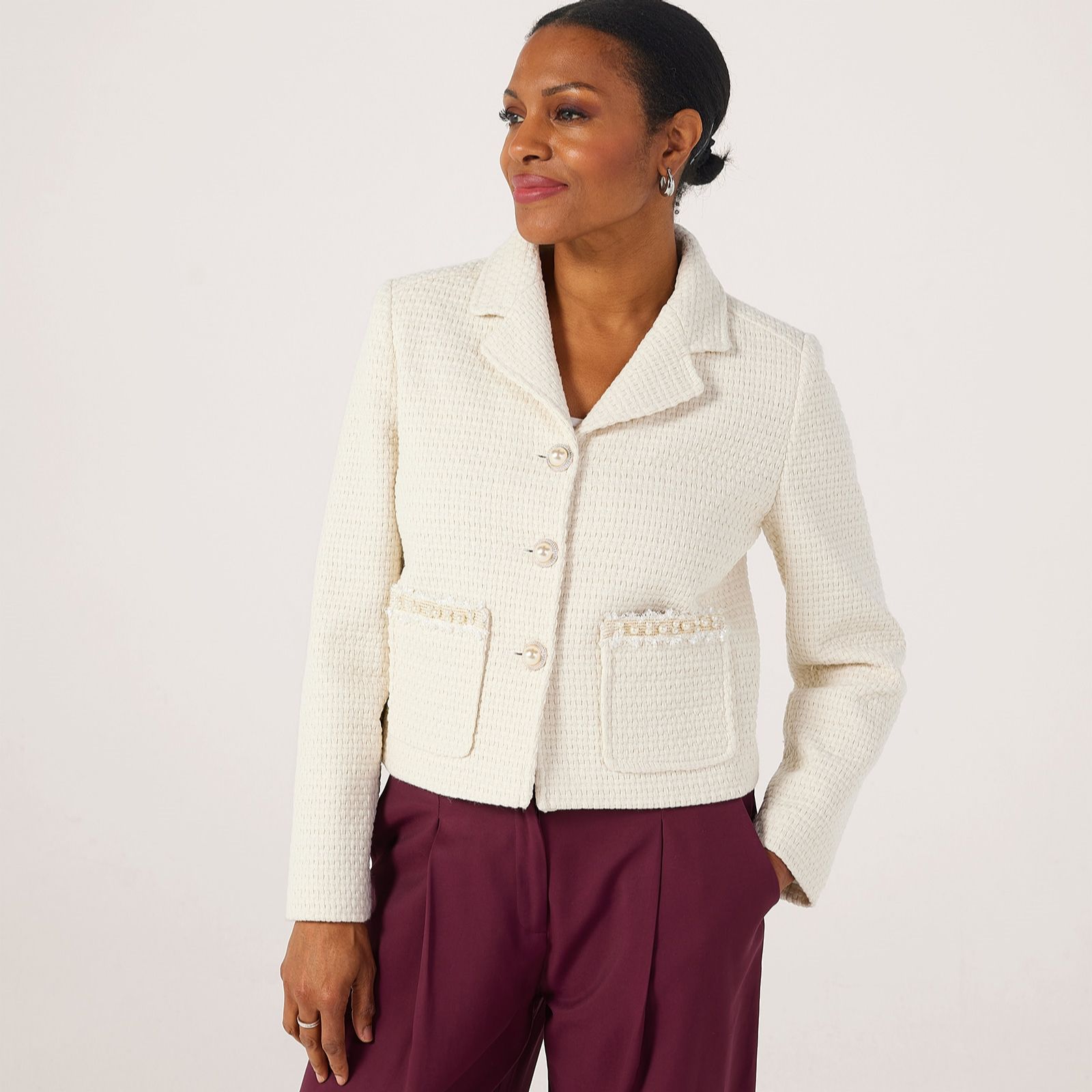 Helene Berman Tweed Jacket with Pearl Embellishment