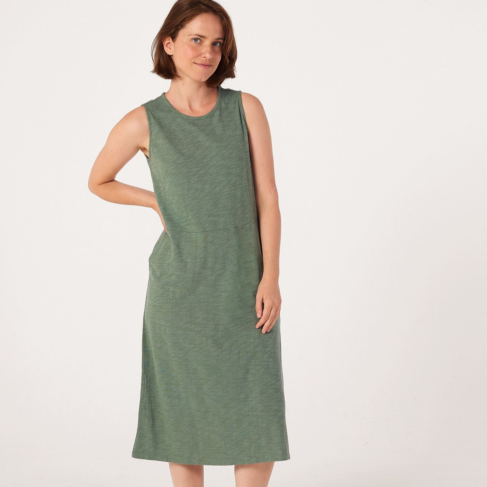 Denim & Co. Jersey Sleeveless Round Neck Dress with Pockets