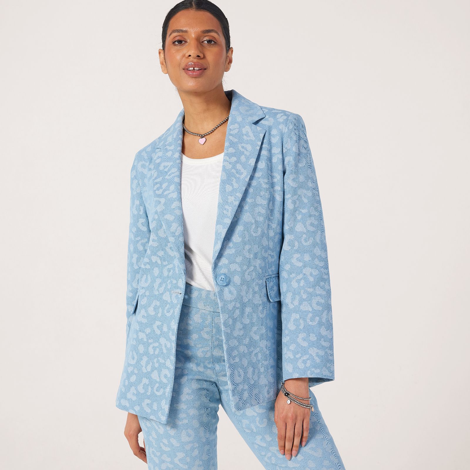 Helene Berman Animal Denim Blazer