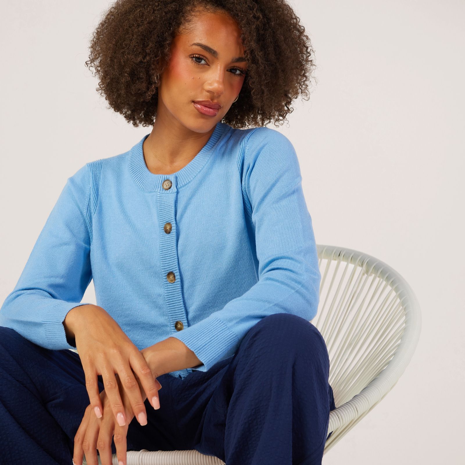 Denim & Co Crew Neck Viscose Blend Cardigan
