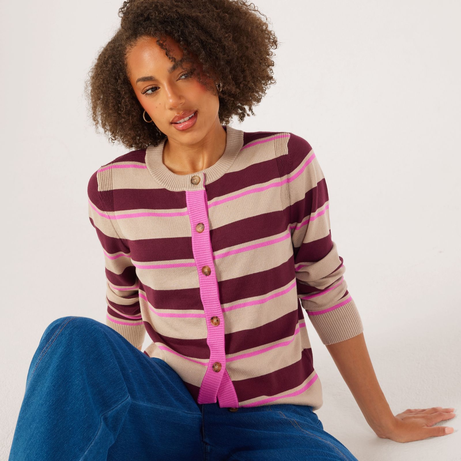 Denim & Co Crew Neck Viscose Blend Cardigan