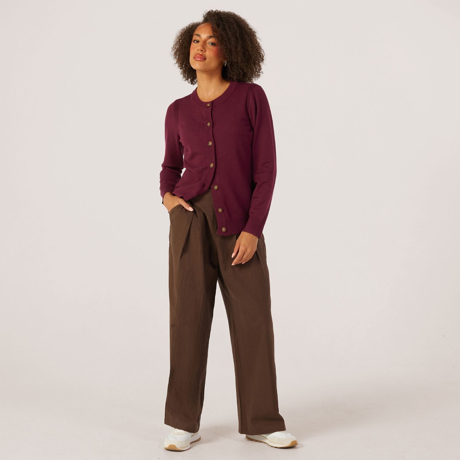 Denim & Co Crew Neck Viscose Blend Cardigan