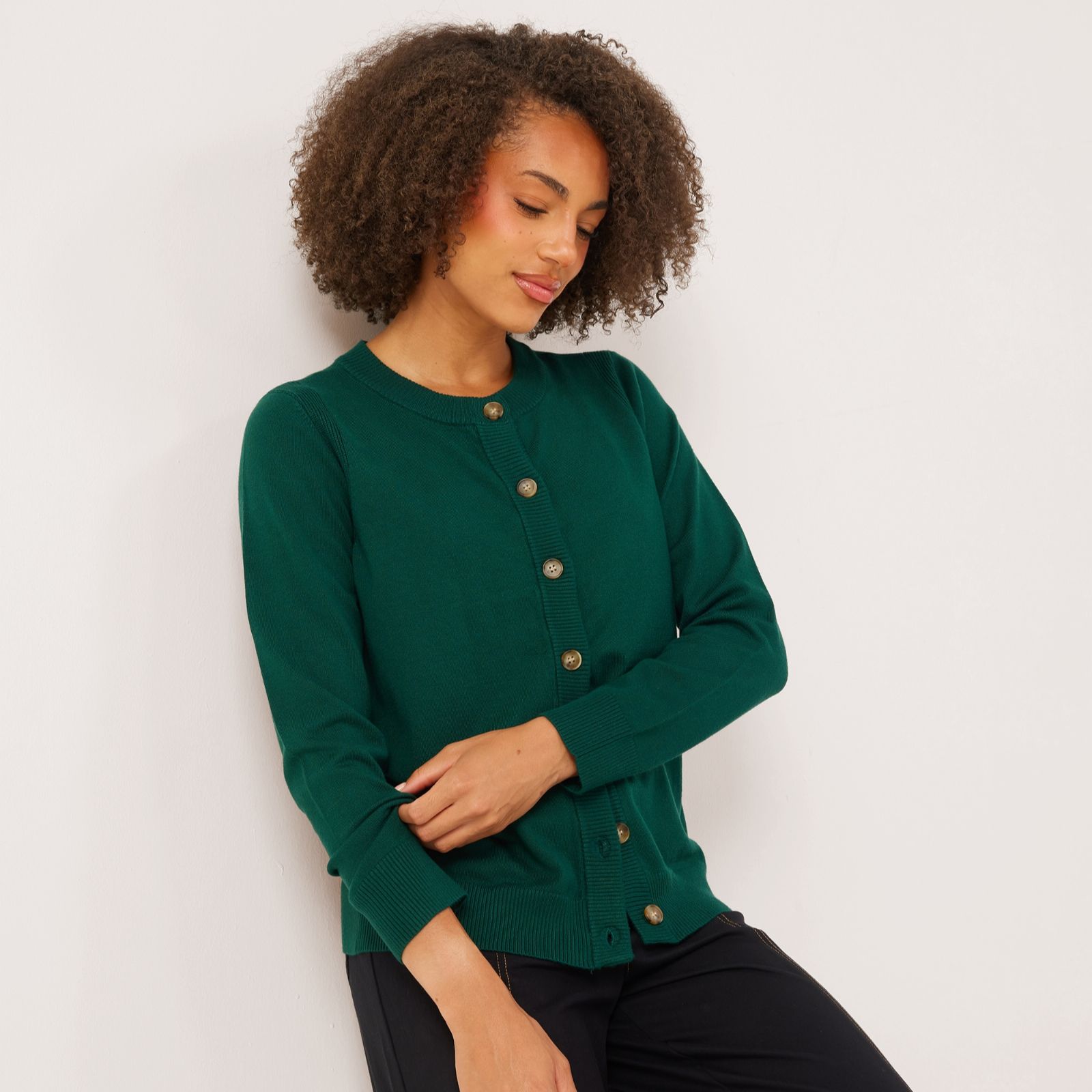 Denim & Co Crew Neck Viscose Blend Cardigan