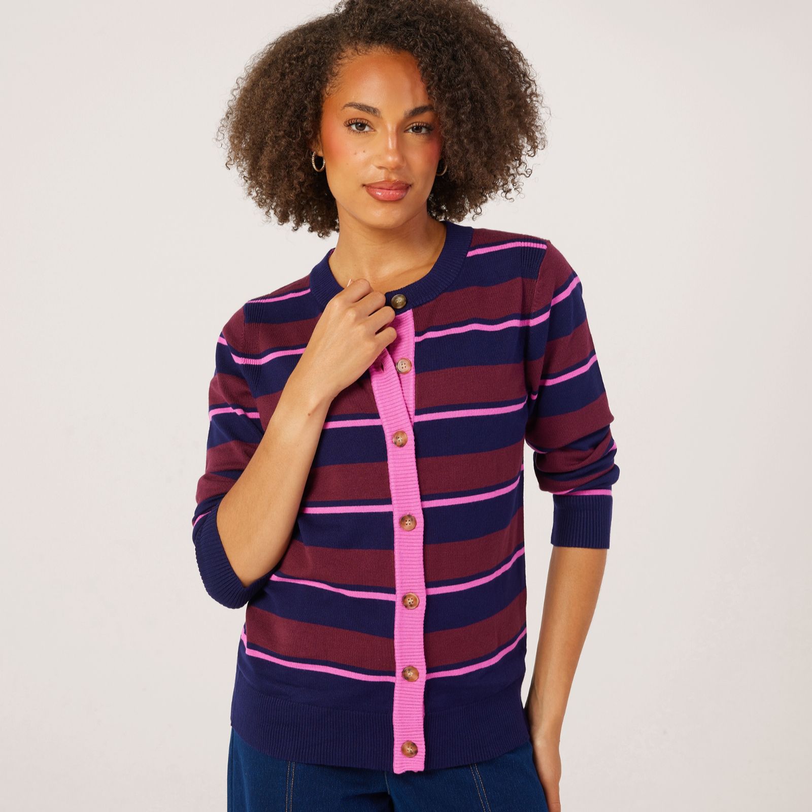 Denim & Co Crew Neck Viscose Blend Cardigan