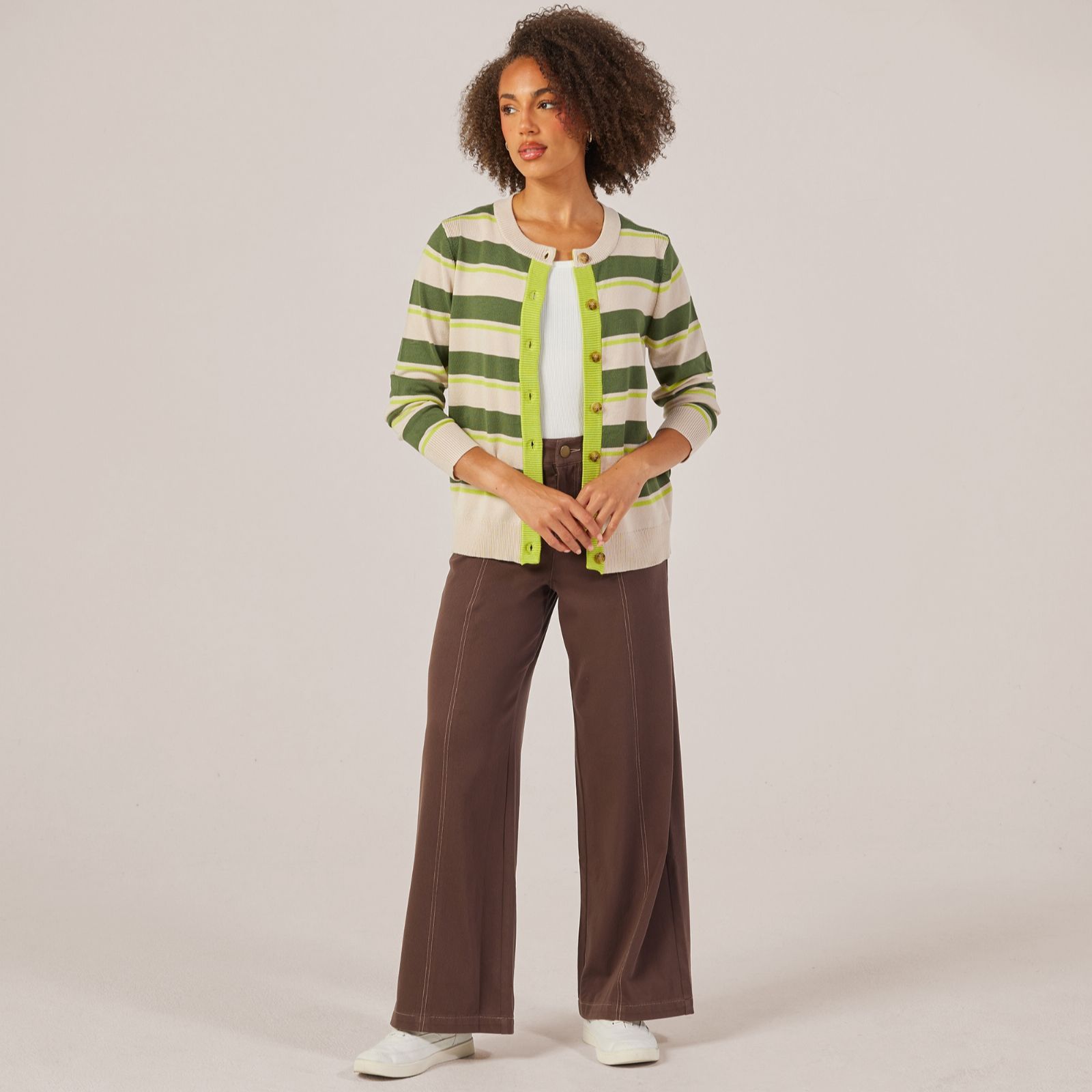 Denim & Co Crew Neck Viscose Blend Cardigan
