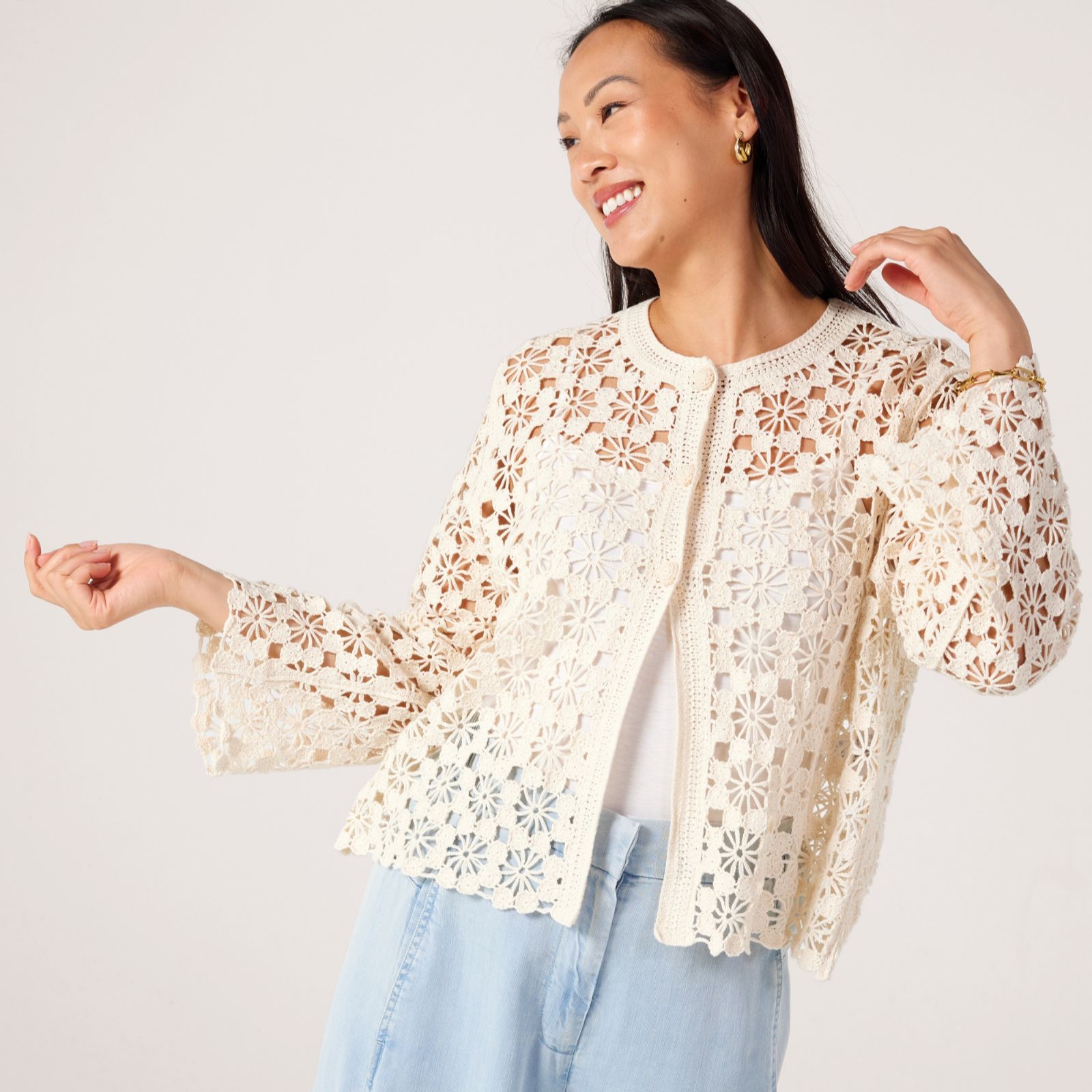 Masai Copenhagen Littalis 100% Cotton Crochet Knit Cardigan
