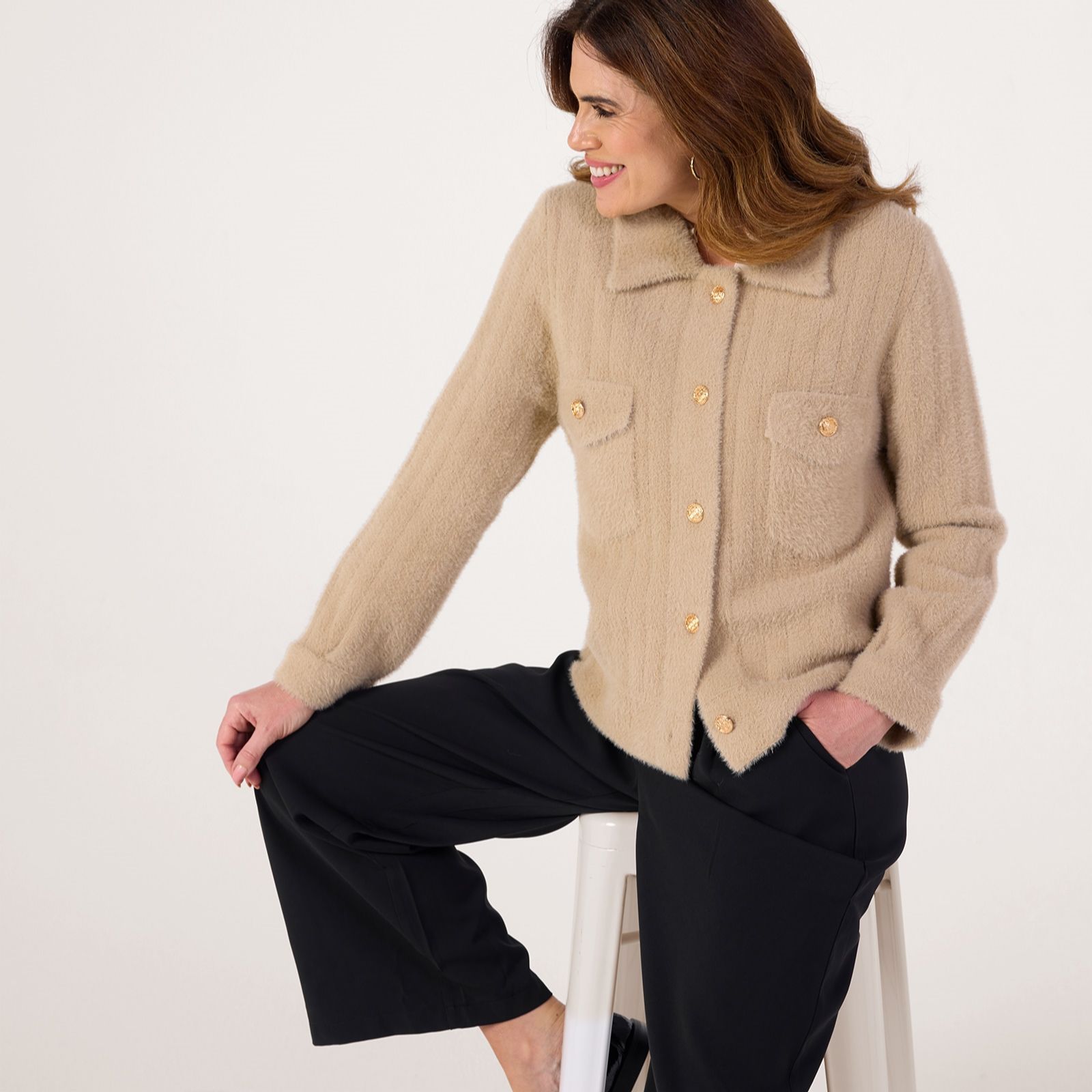 Izabel London Fluffy Knit Cardigan