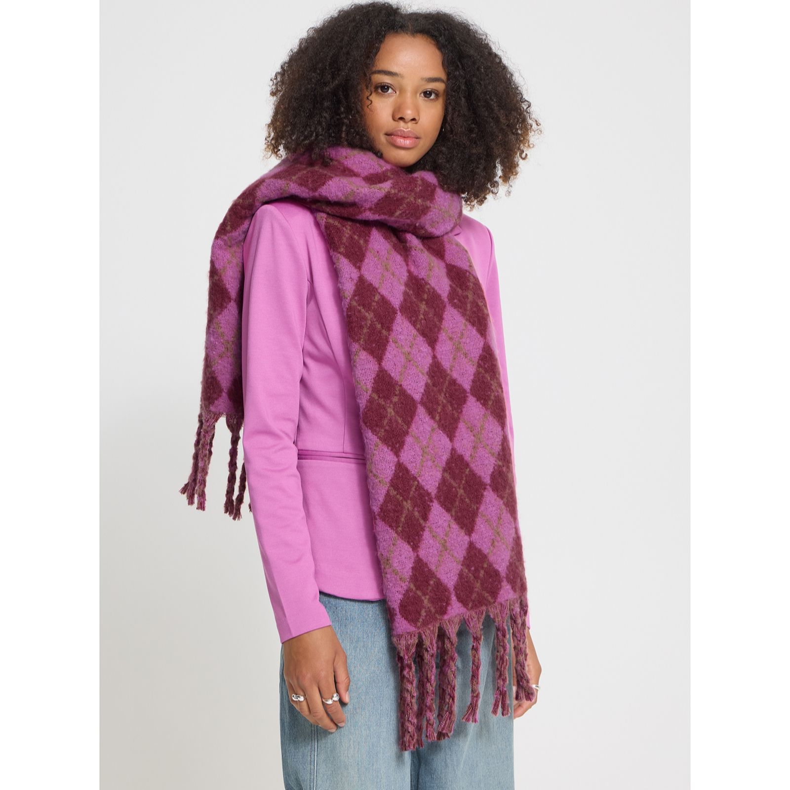 ICHI Dahli Argyle Scarf