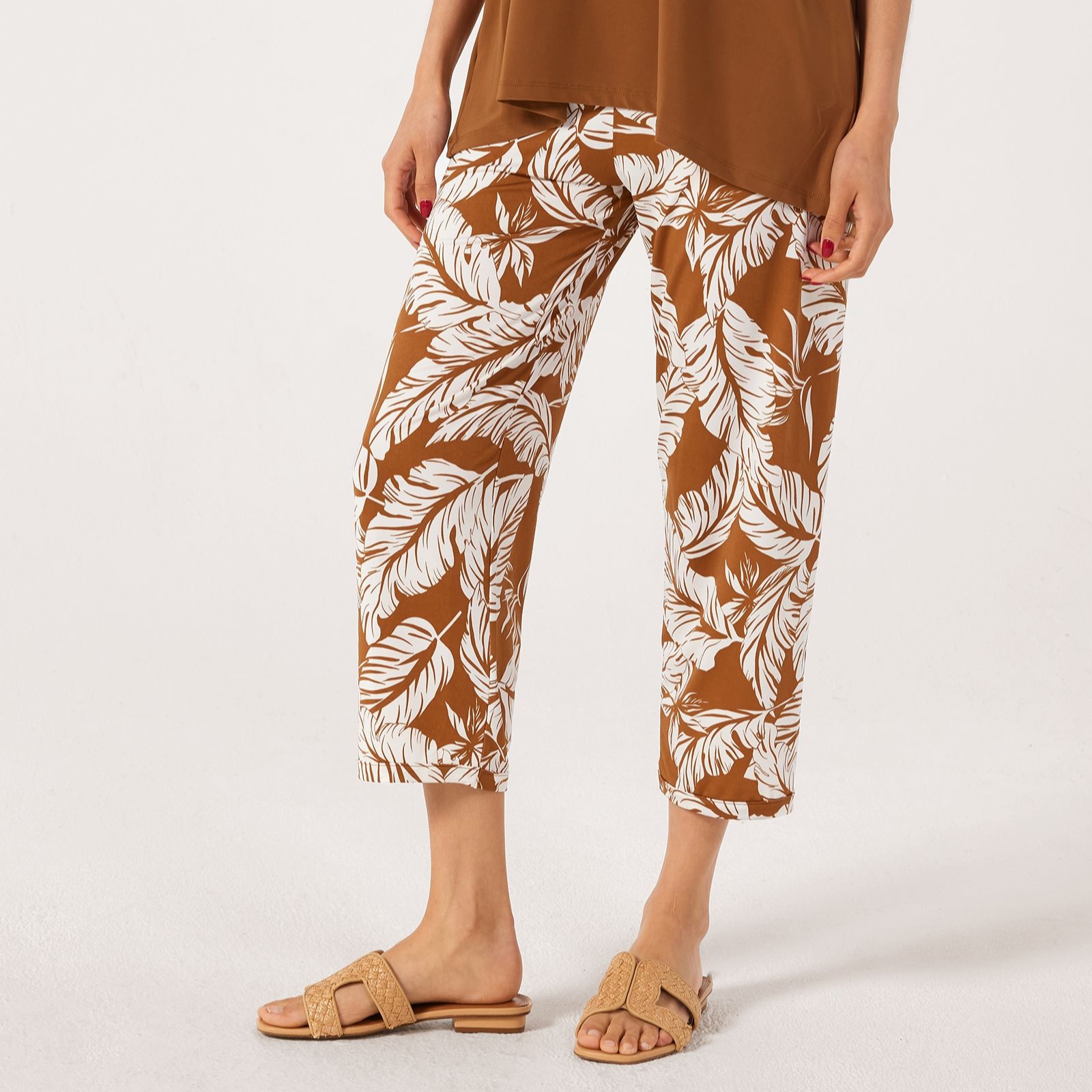 Kim & Co Printed Brazil Jersey Cropped Seamfree Trousers