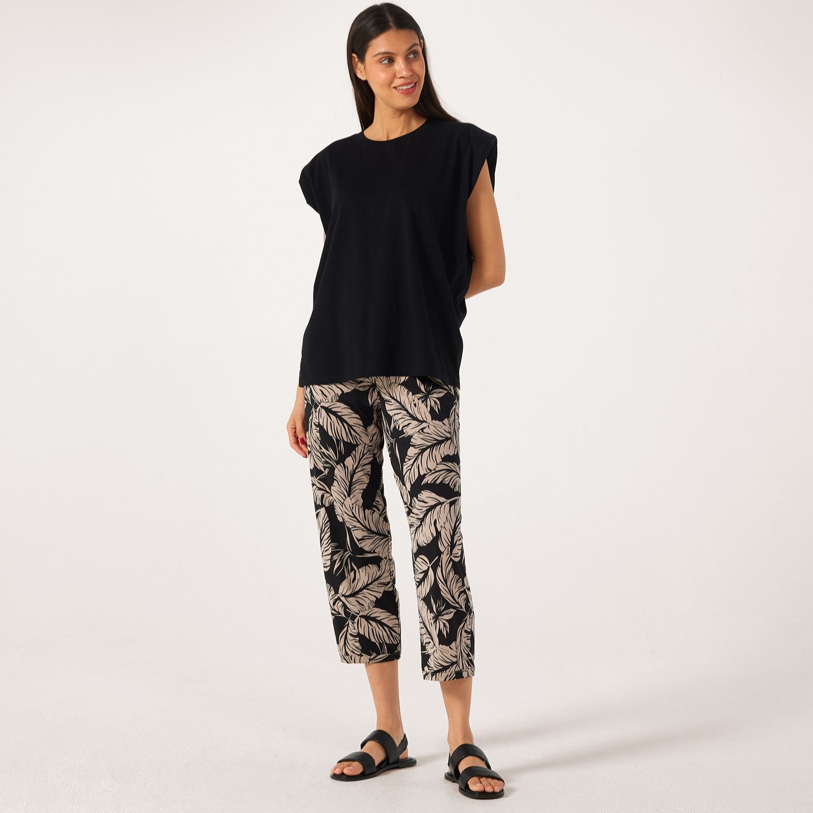 Kim & Co Printed Brazil Jersey Cropped Seamfree Trousers