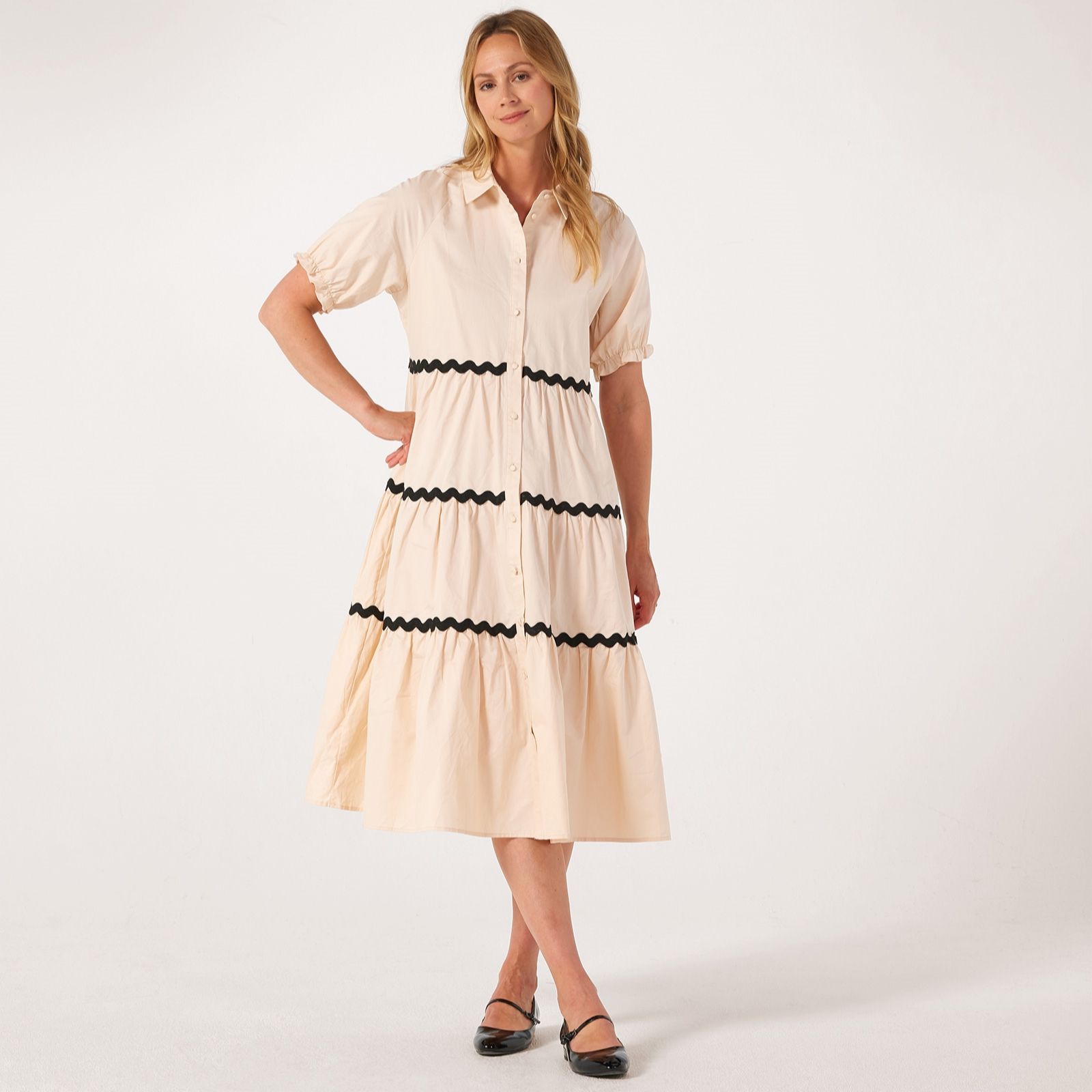 Izabel London Rik Rac Cotton Detail Dress