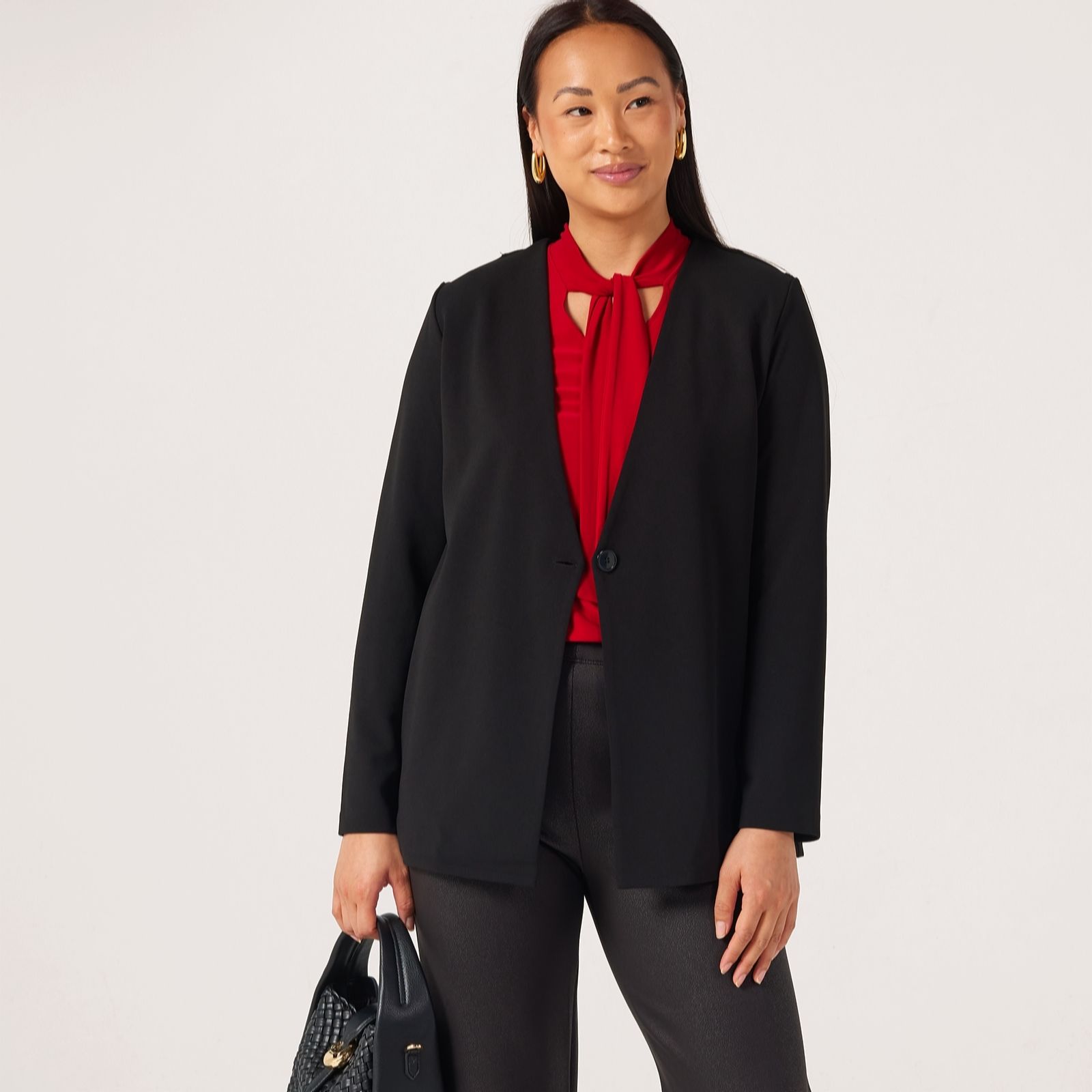 Kim & Co Ponte Crepe Long Sleeve Button Jacket
