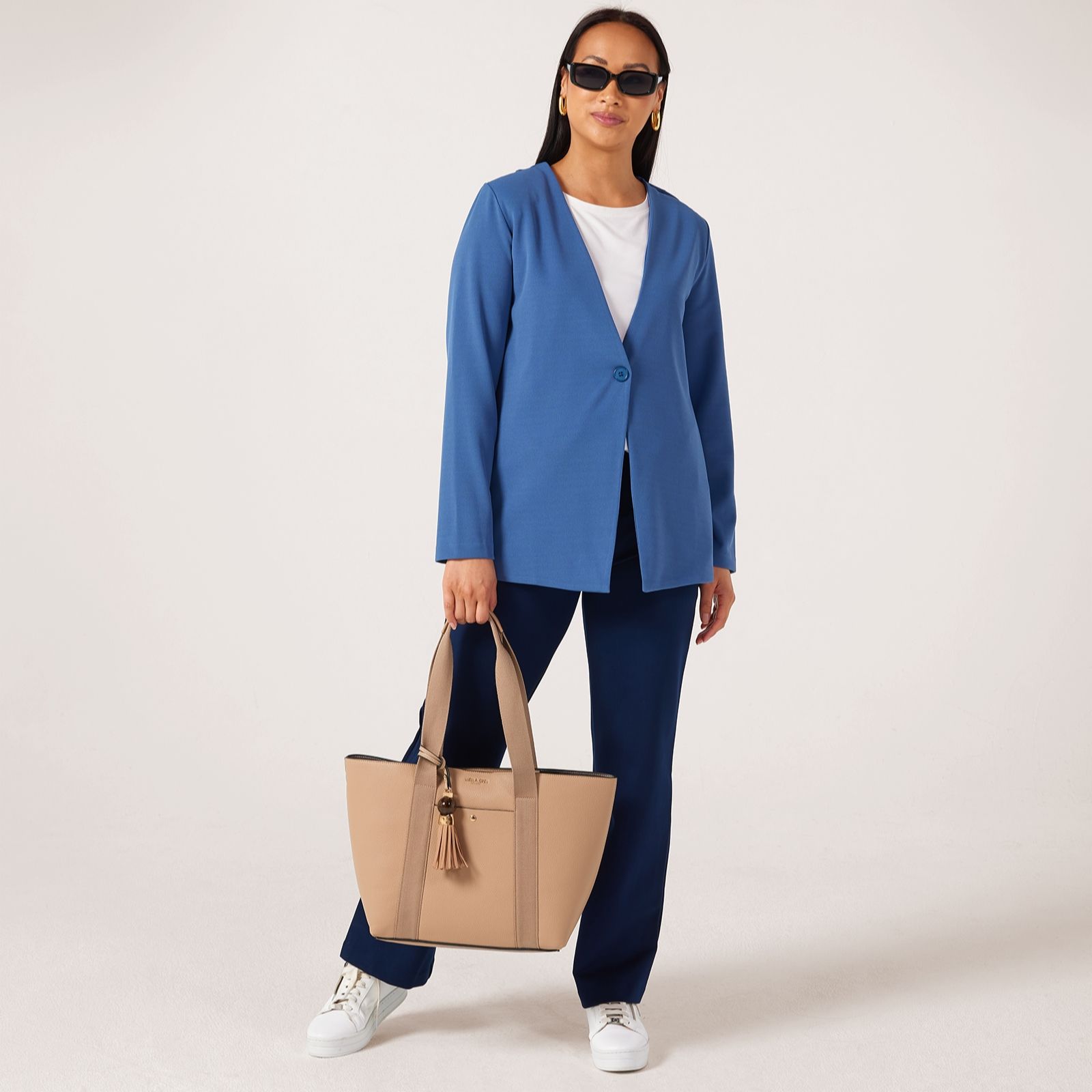 Kim & Co Ponte Crepe Long Sleeve Button Jacket