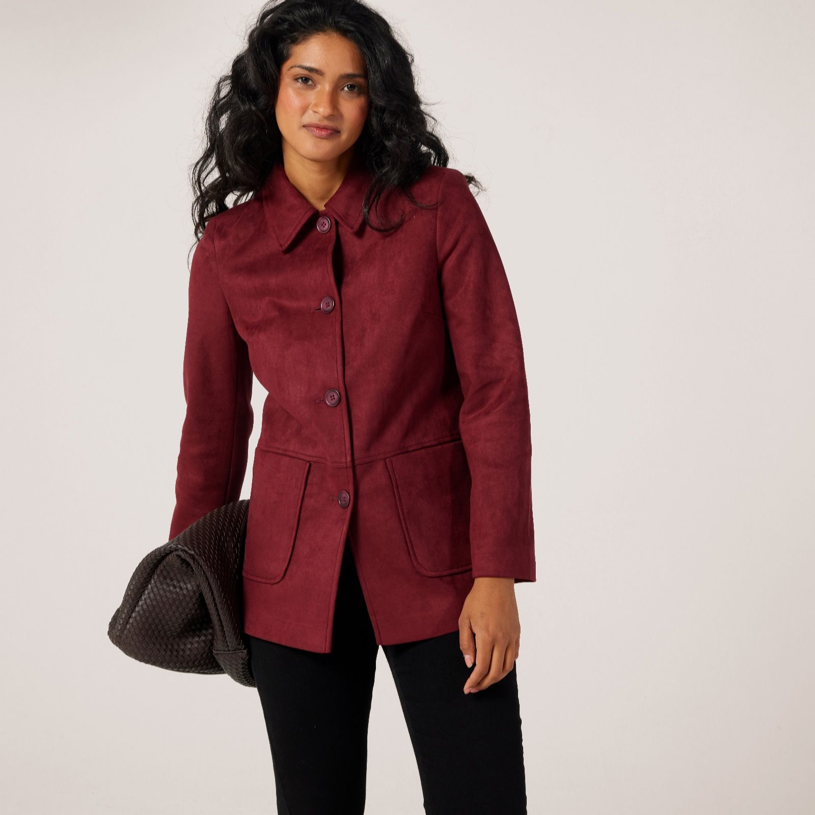 Helene Berman Faux Suede Barn Jacket