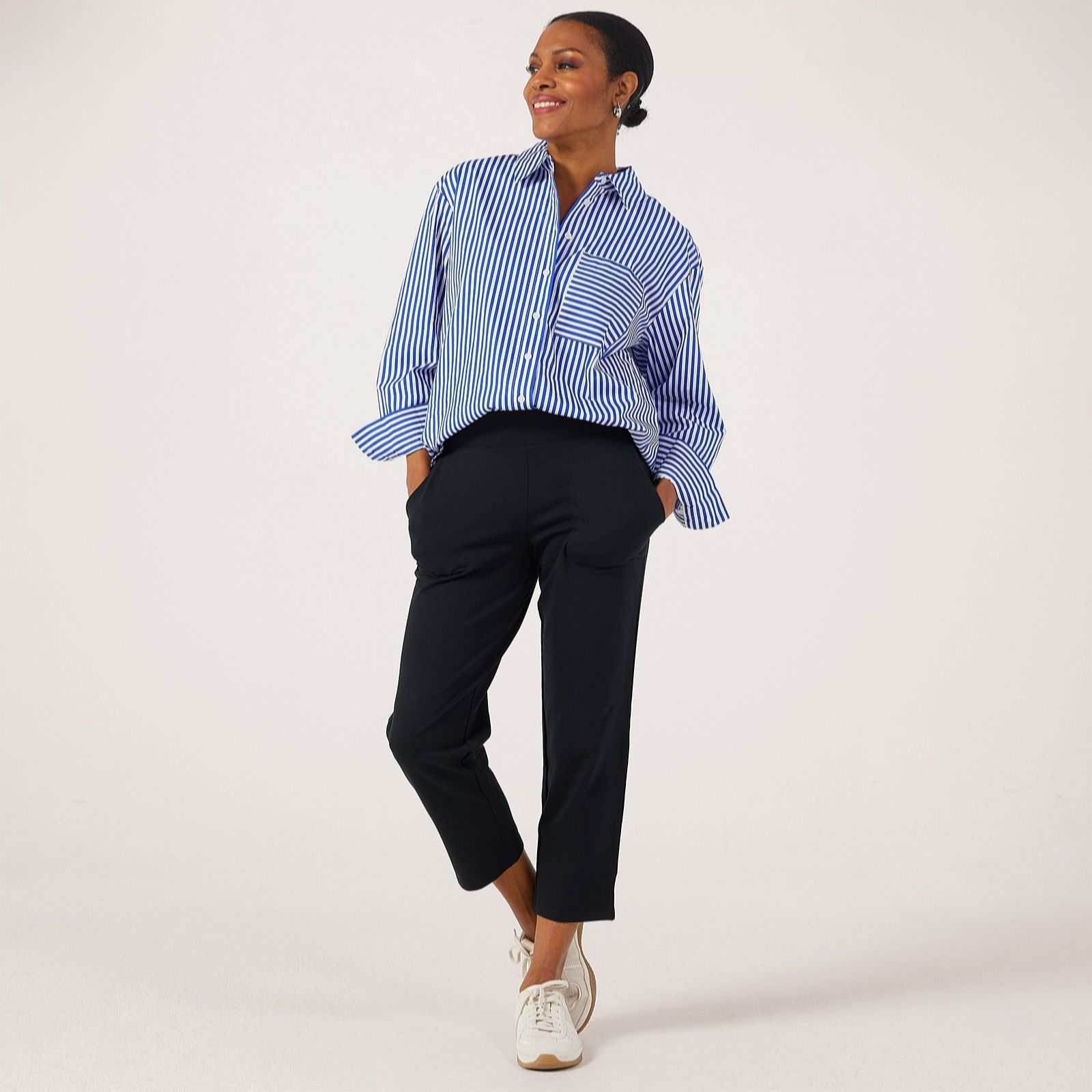 Denim & Co French Terry Straight Leg Crop Trouser
