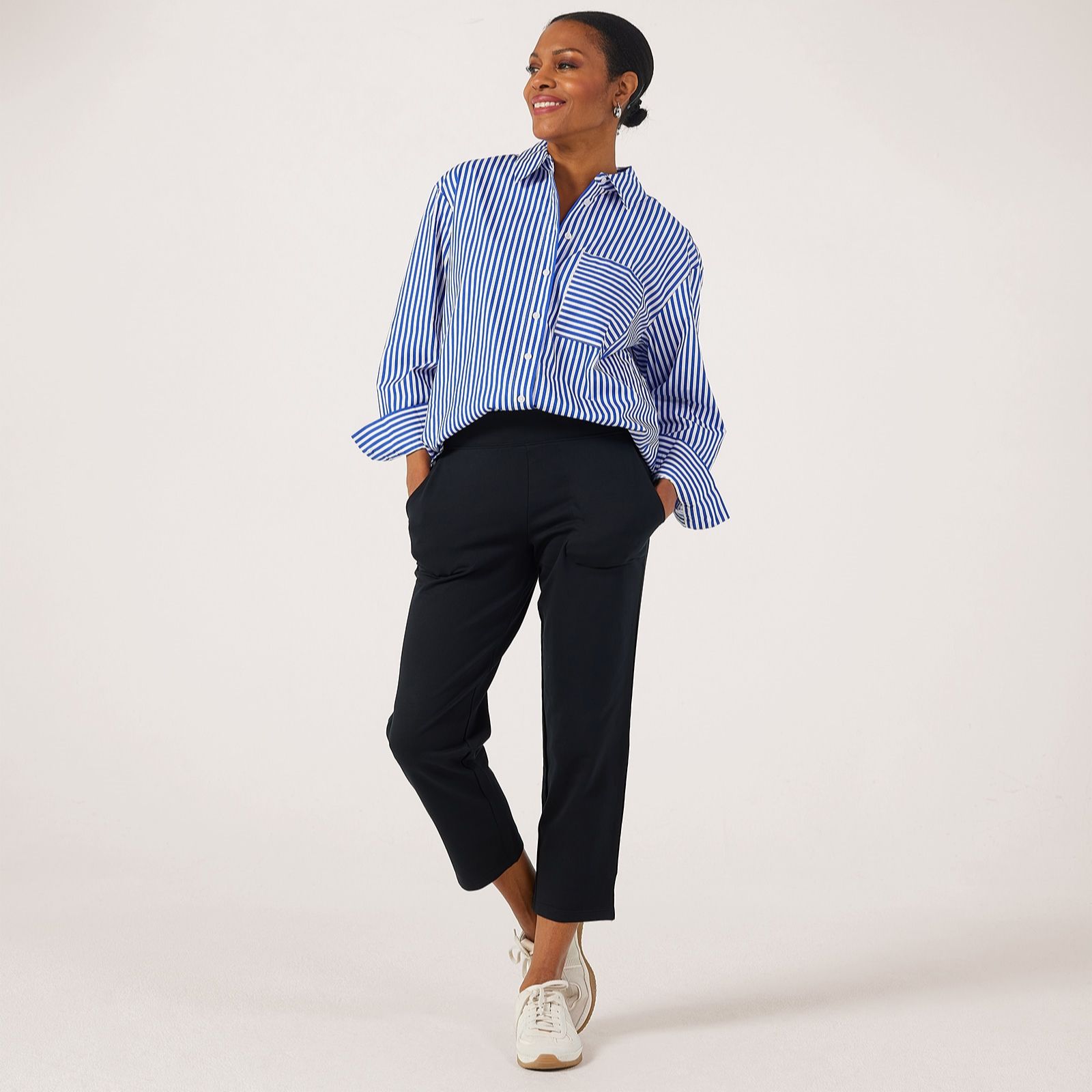 Denim & Co French Terry Straight Leg Crop Trouser