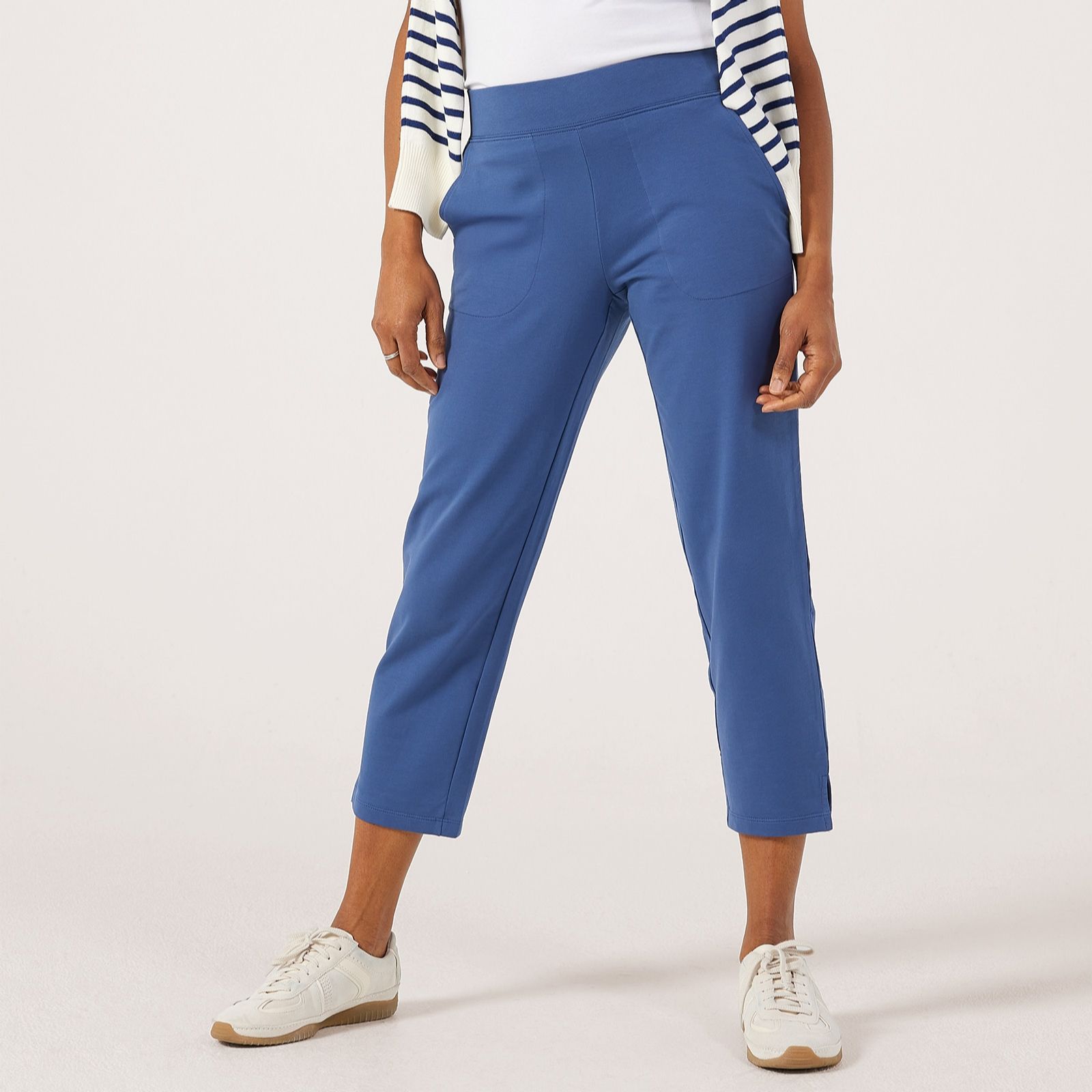 Denim & Co French Terry Straight Leg Crop Trouser