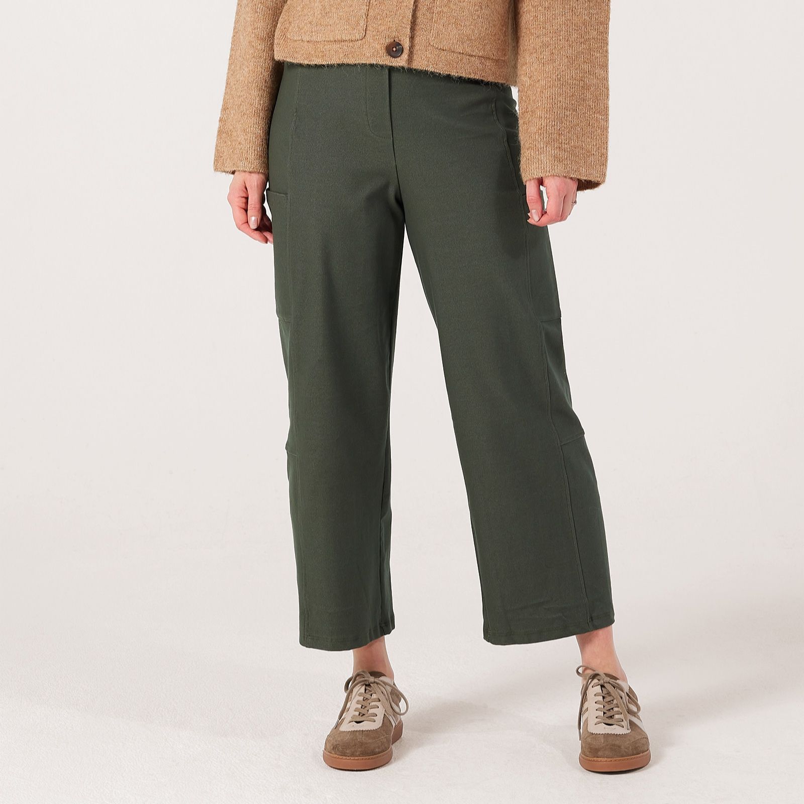 Kim & Co Deluxe Denim Knit Barrel Leg Ankle Length Standard Trousers