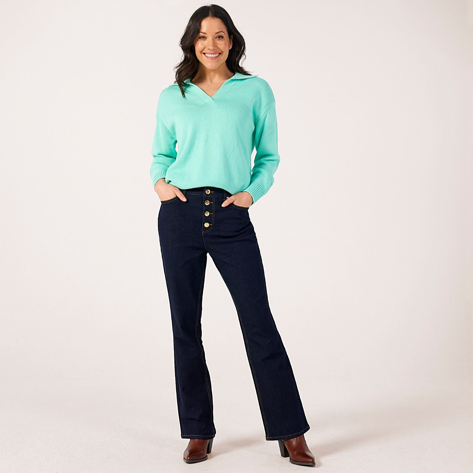 Ruth Langsford Button Front Bootcut Jean Standard