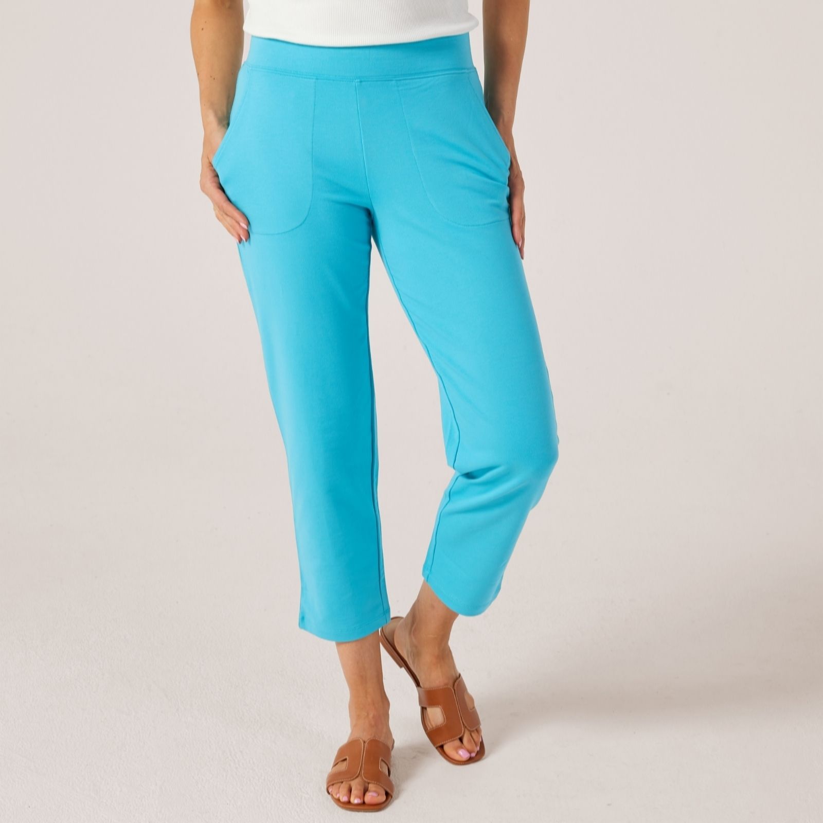 Denim & Co. French Terry Straight Leg Crop Trousers Petite
