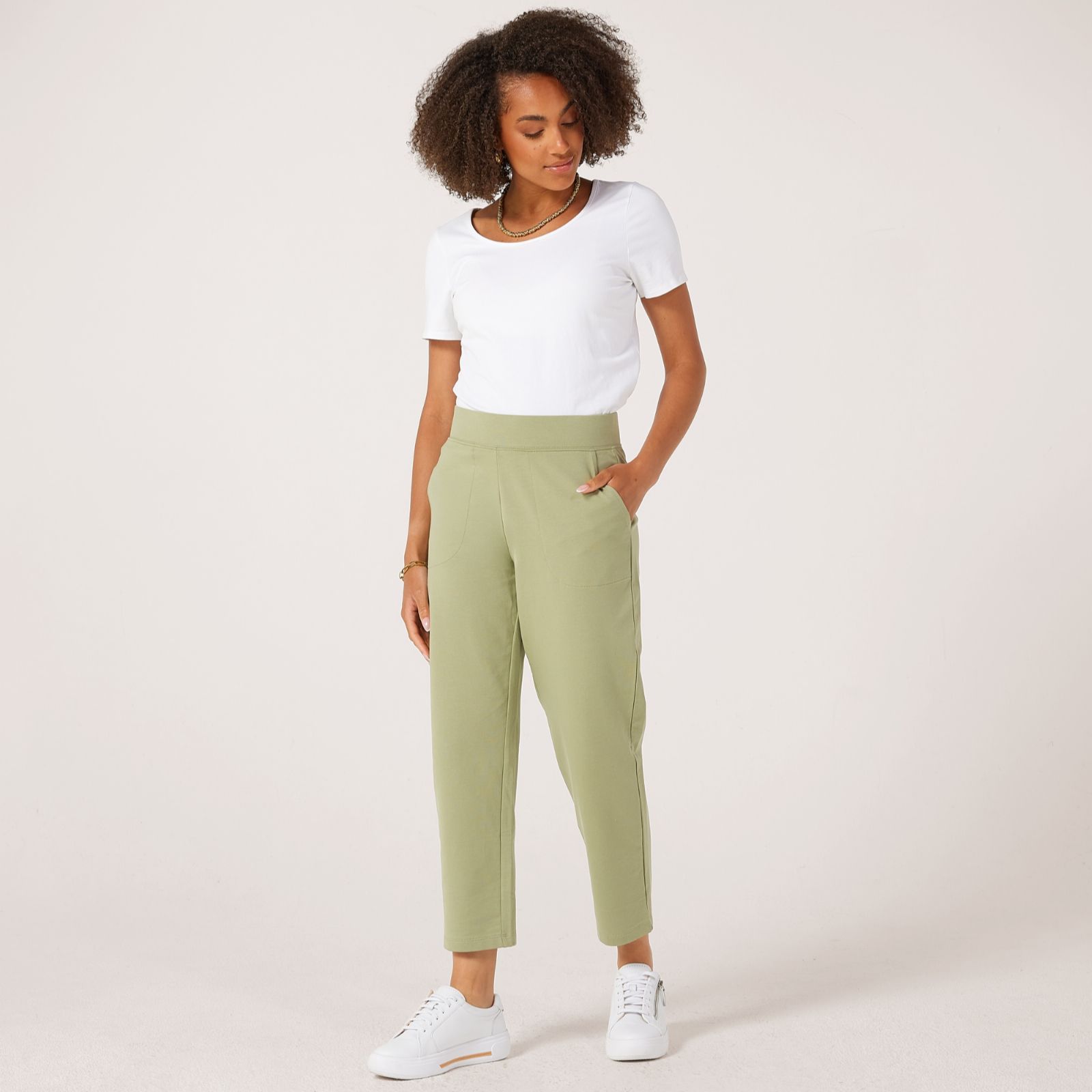 Denim & Co. French Terry Straight Leg Crop Trousers Petite