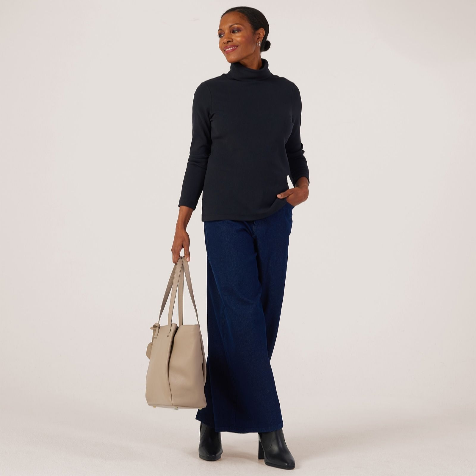 Ruth Langsford Jersey Ribbed Roll Neck Top