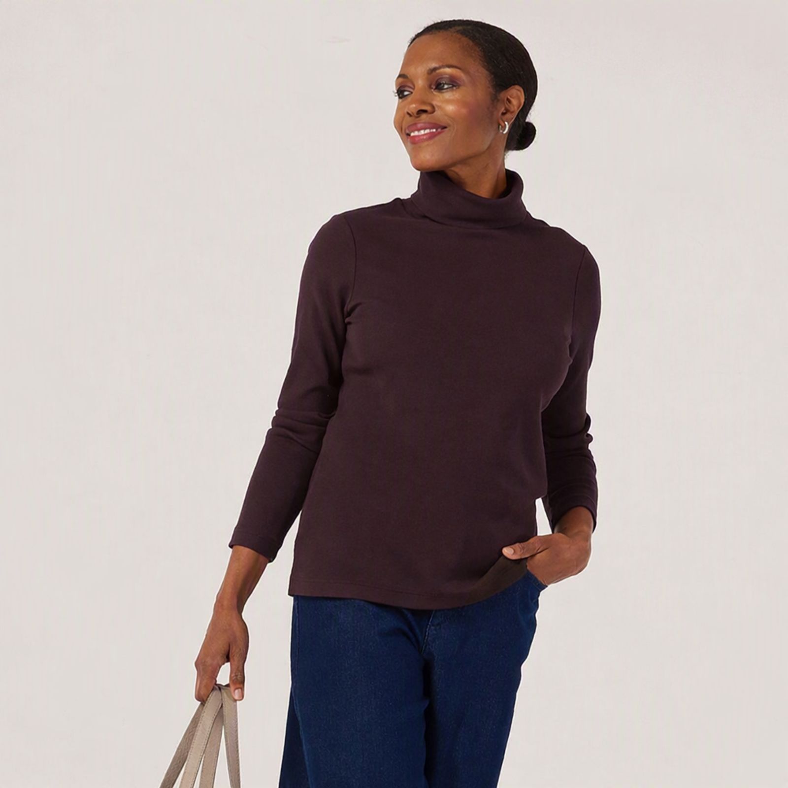 Ruth Langsford Jersey Ribbed Roll Neck Top