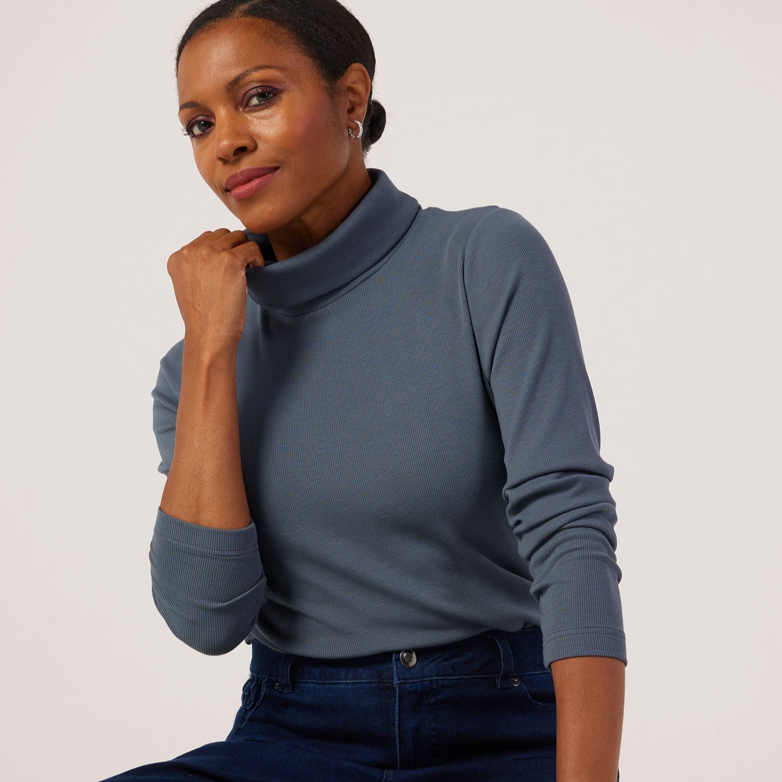 Ruth Langsford Jersey Ribbed Roll Neck Top