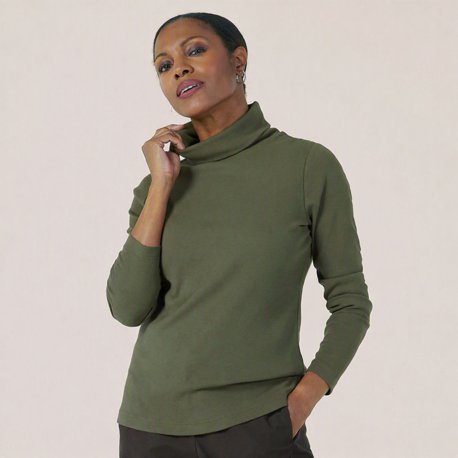 Ruth Langsford Jersey Ribbed Roll Neck Top