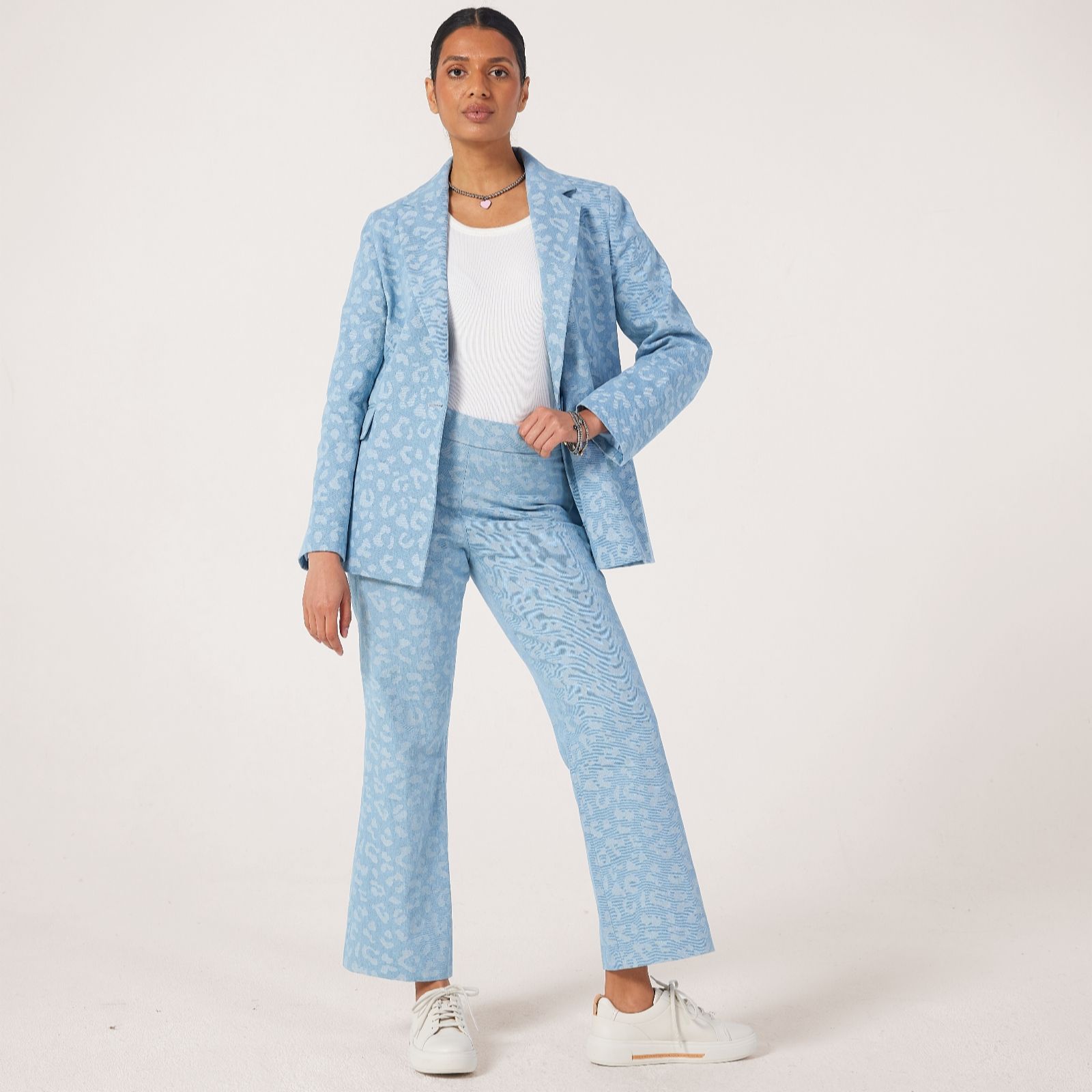 Helene Berman Animal Denim Cropped Trouser with Side Zip