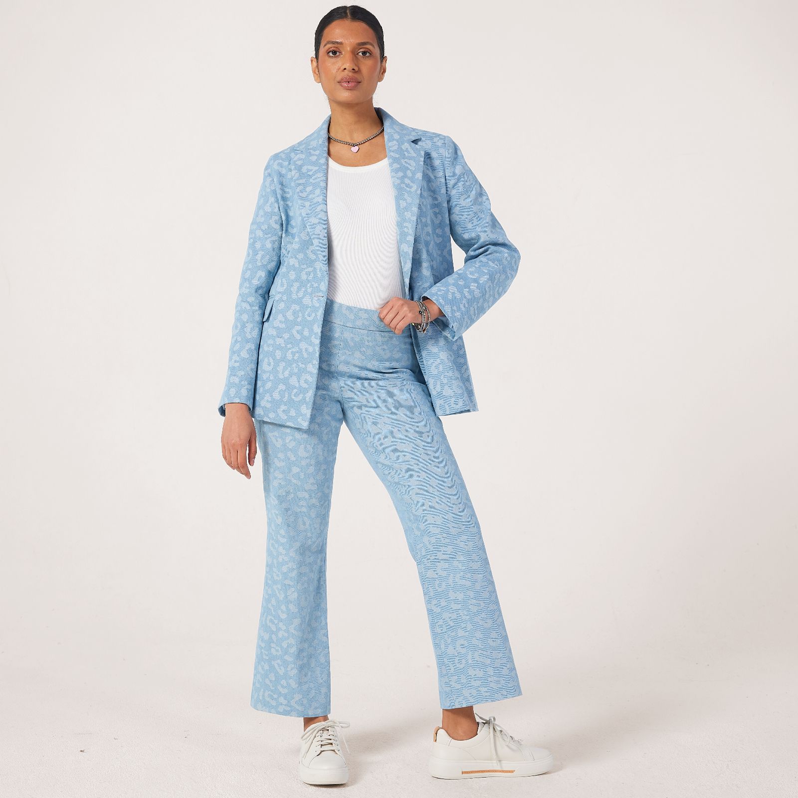 Helene Berman Animal Denim Cropped Trouser with Side Zip