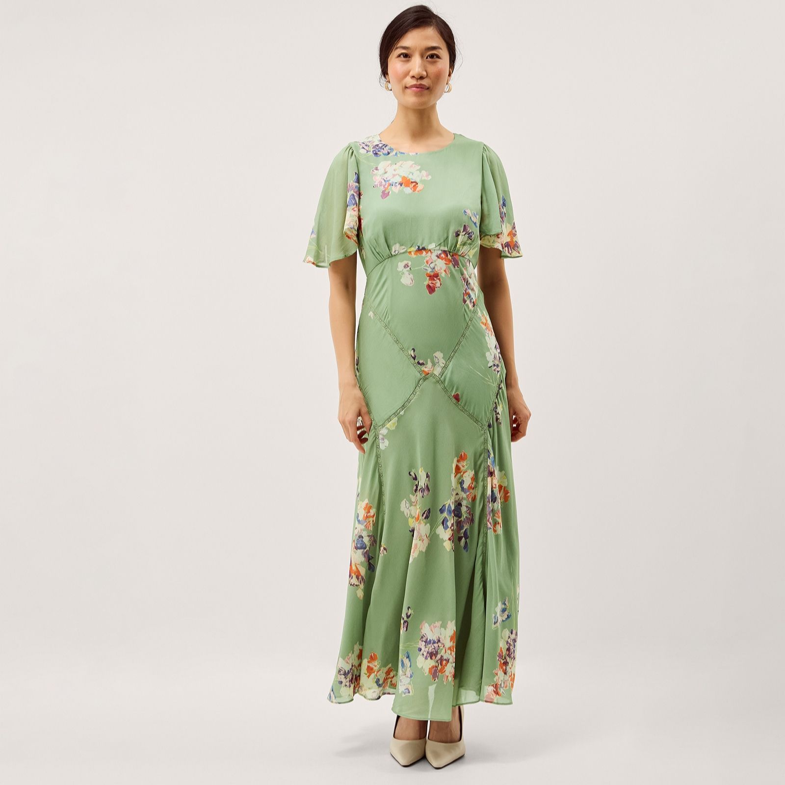 Monsoon Amber Flutter Sleeve Printed Midaxi Dress