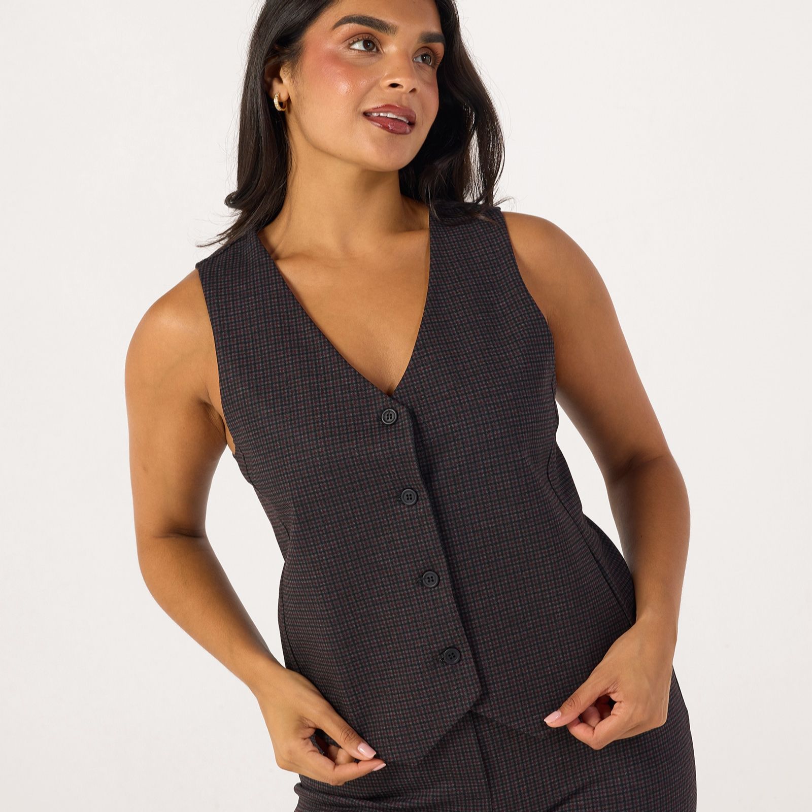 Kim & Co Mini Check Ponte Jersey Waistcoat