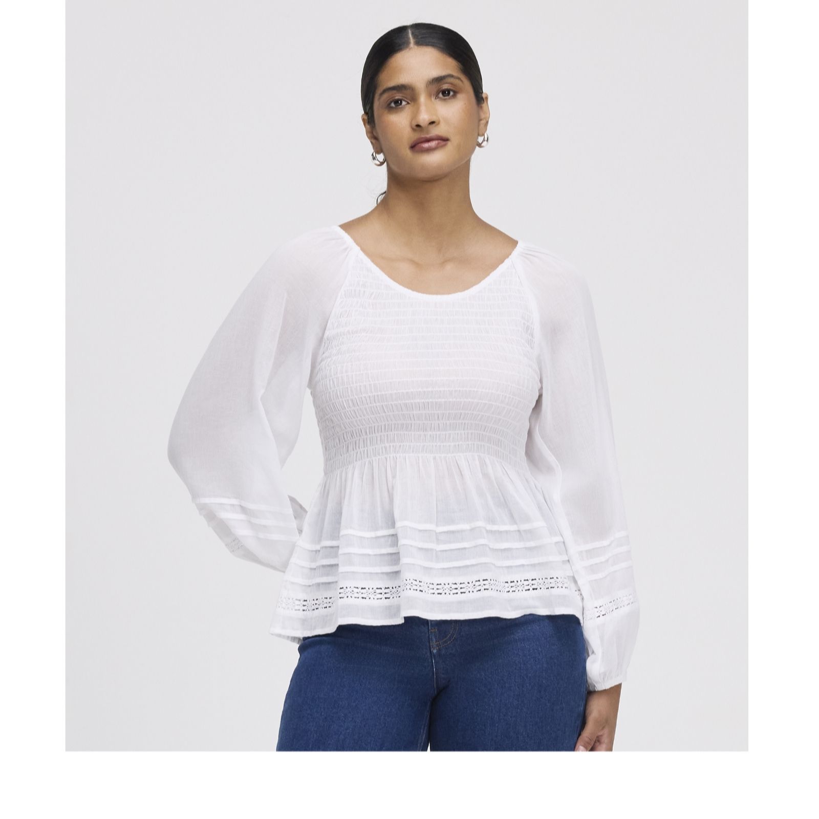 Finery London Cotton Voile Sheered Stretch Top