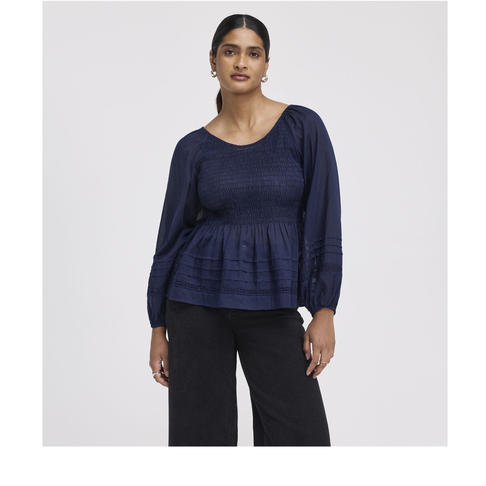 Finery London Cotton Voile Sheered Stretch Top