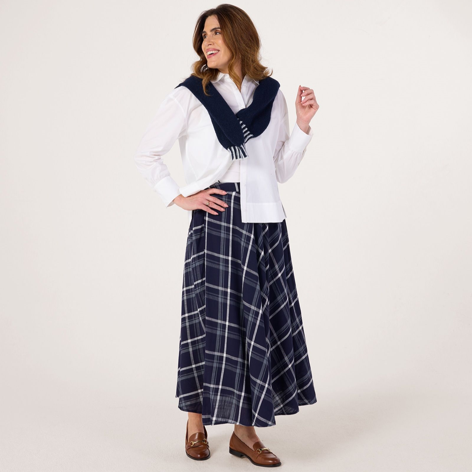Izabel London Checked Midi Skirt