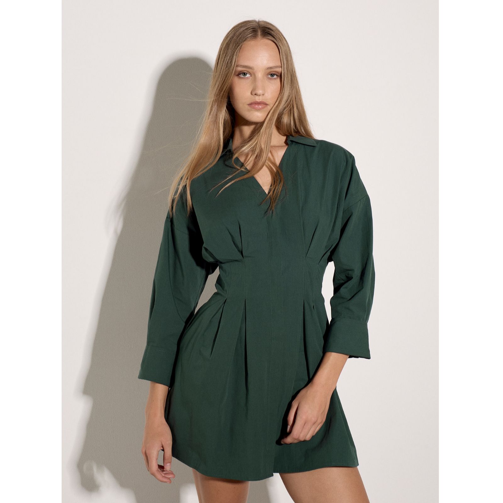 Apricot Poplin Pleated Waist Shirt