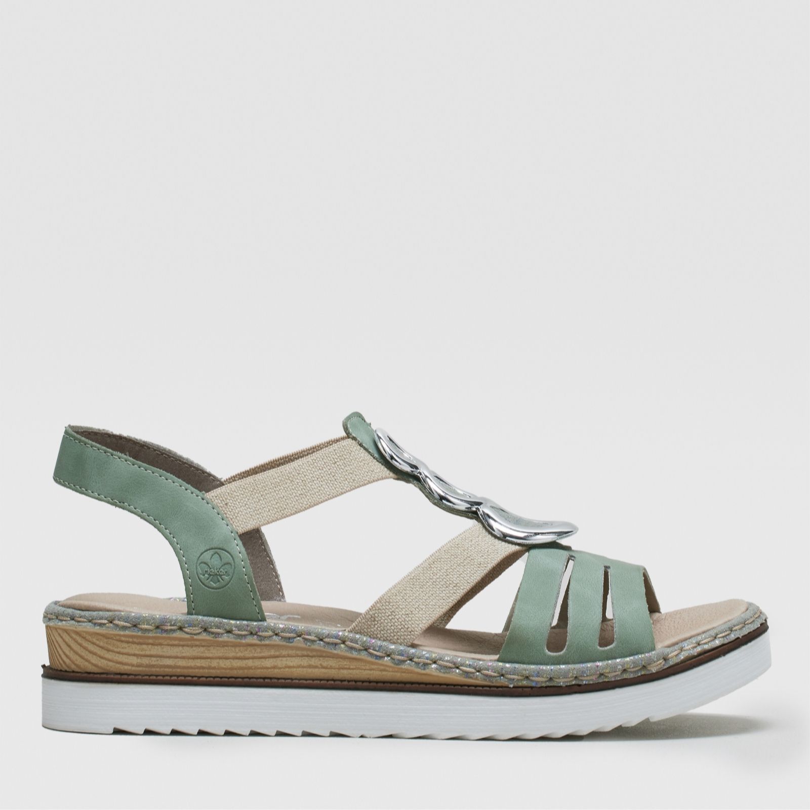 Outlet Rieker Elasticated Metal Design Sandal