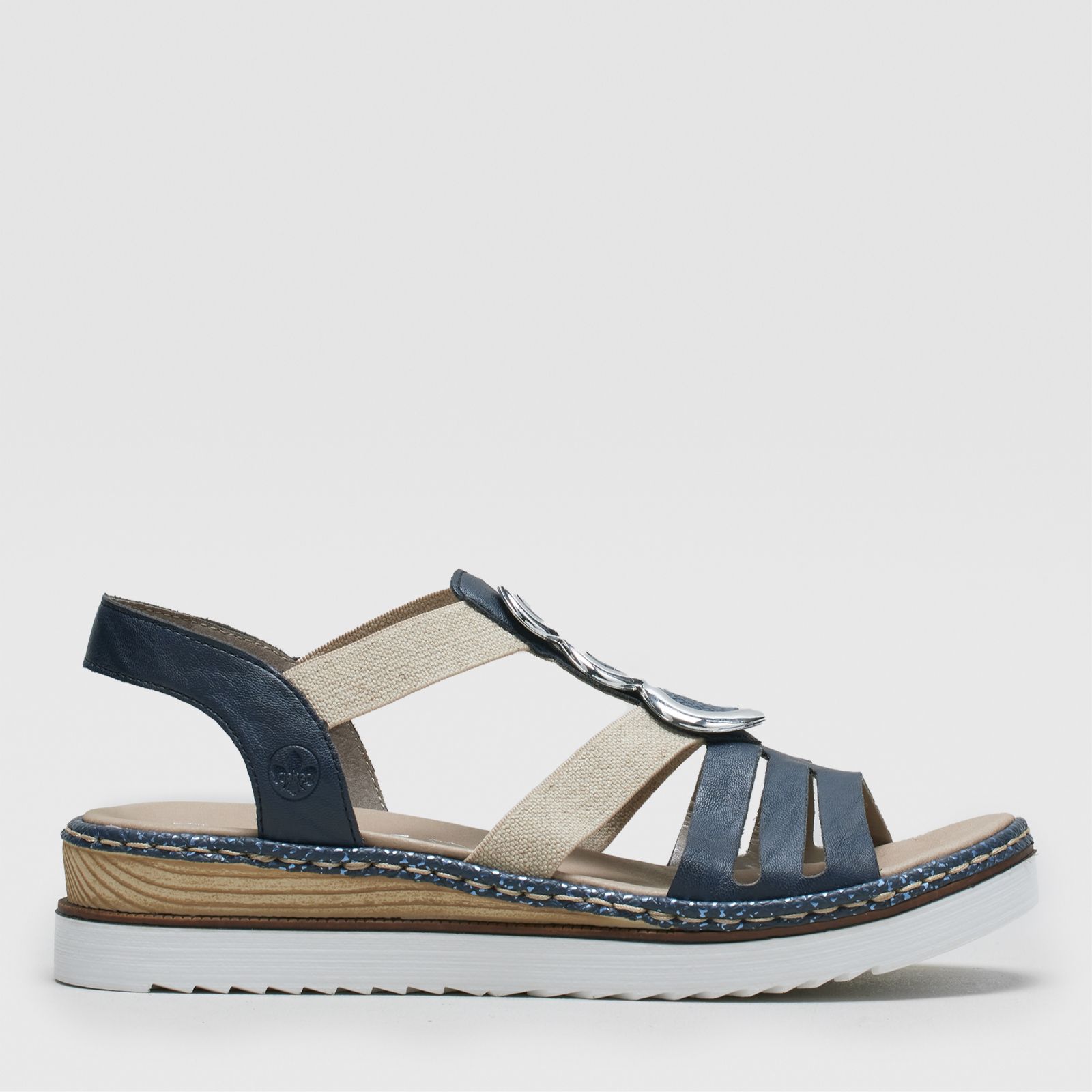 Outlet Rieker Elasticated Metal Design Sandal