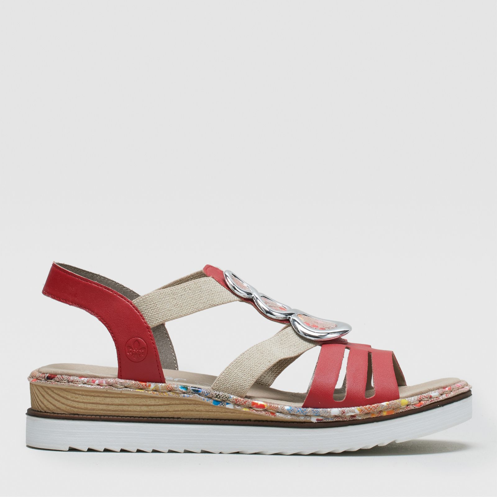 Outlet Rieker Elasticated Metal Design Sandal