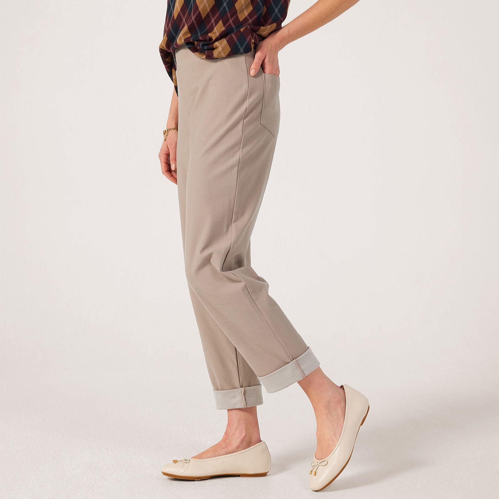 Kim & Co Deluxe Denim Knit Paris Ankle Length Narrow Leg Petite Trousers