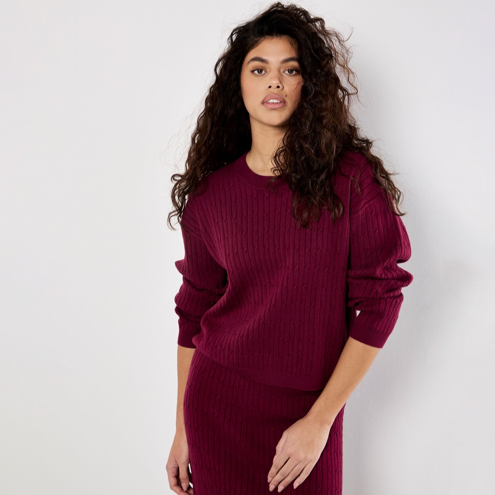 Apricot Fine Gauge Cable Batwing Jumper