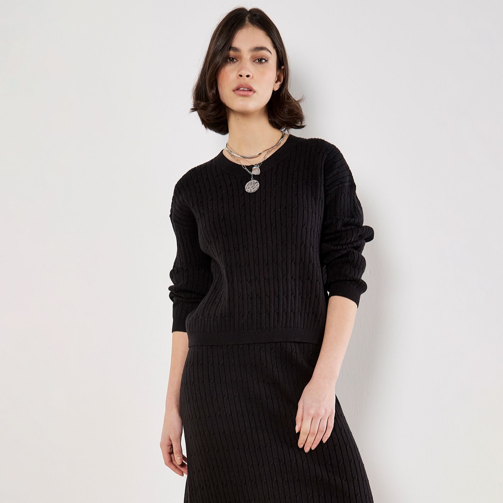 Apricot Fine Gauge Cable Batwing Jumper