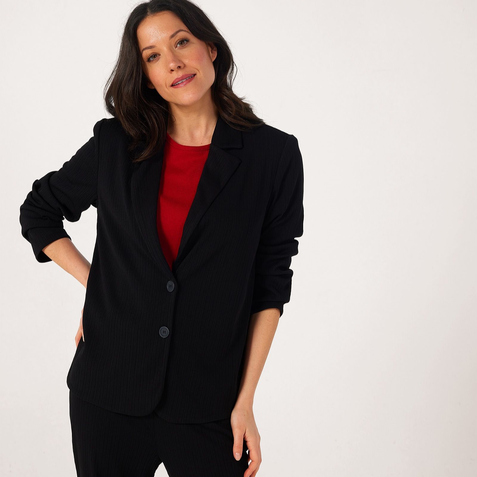 Kim & Co Textured Rib Blazer Jacket