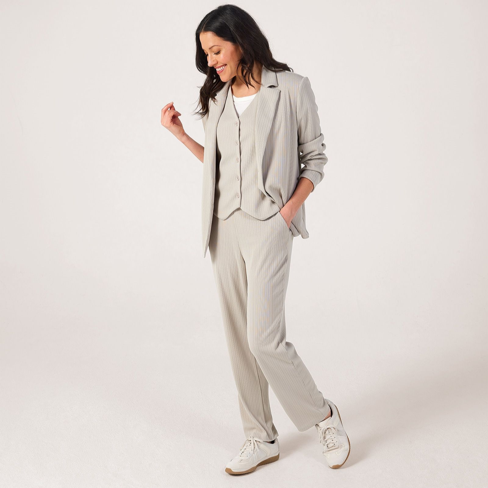 Kim & Co Textured Rib Blazer Jacket